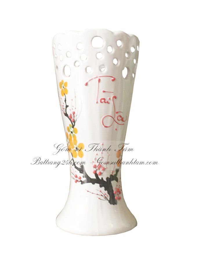 Mua bình hoa gốm sứ đẹp bát tràng, bình hoa trang trí in logo